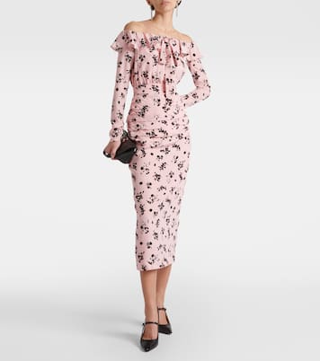 Robe midi en soie à fleurs | Alessandra Rich