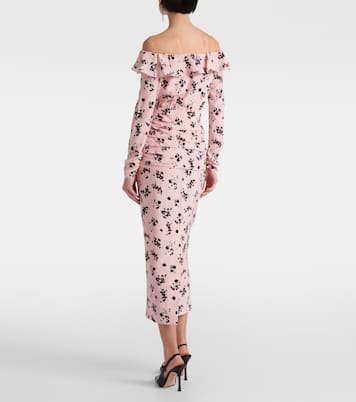 Robe midi en soie à fleurs | Alessandra Rich