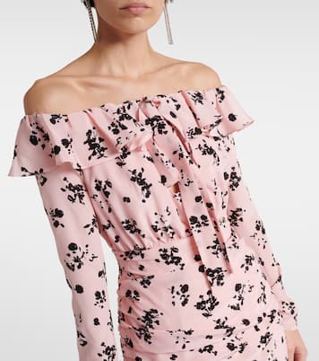 Robe midi en soie à fleurs | Alessandra Rich