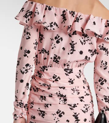 Robe midi en soie à fleurs | Alessandra Rich