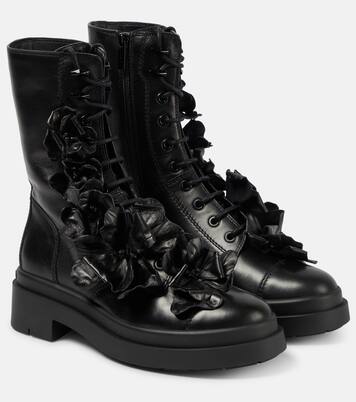 Nari Flowers leather combat boots | Jimmy Choo