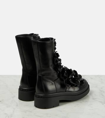 Nari Flowers leather combat boots | Jimmy Choo