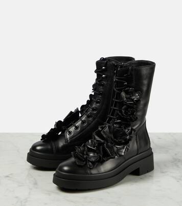 Nari Flowers leather combat boots | Jimmy Choo