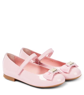 Bow-detail patent leather ballet flats | Dolce&Gabbana Kids
