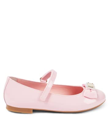Bow-detail patent leather ballet flats | Dolce&Gabbana Kids
