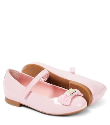 Bow-detail patent leather ballet flats | Dolce&Gabbana Kids