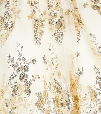 Sequined embroidered tulle-trimmed dress | Monnalisa