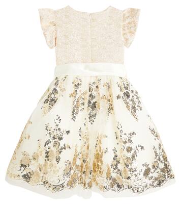 Sequined embroidered tulle-trimmed dress | Monnalisa