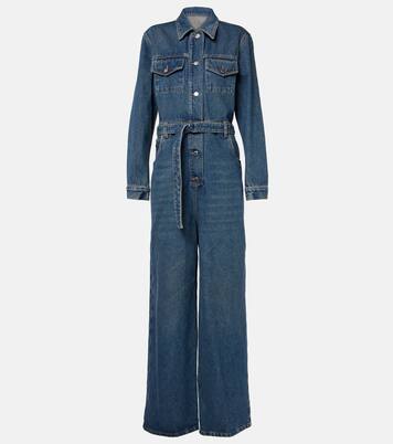 Belted denim jumpsuit | Prada