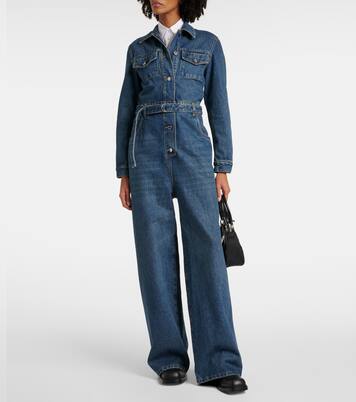 Belted denim jumpsuit | Prada