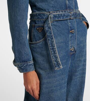 Belted denim jumpsuit | Prada
