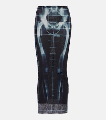 Squeletor semi-sheer mesh maxi skirt | Jean Paul Gaultier