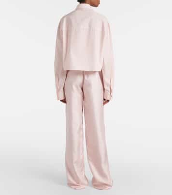 Cropped-Hemd Chain Pinstripe aus Baumwollpopeline | Versace