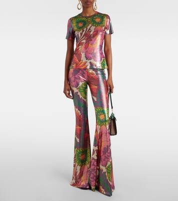 Semi-sheer flared jersey pants | Etro