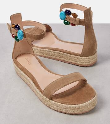 Verzierte Espadrille-Sandalen aus Veloursleder | Gianvito Rossi