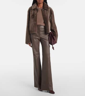 Tafira mid-rise leather flared pants | Joseph