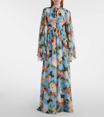Robe longue en soie à fleurs | Erdem