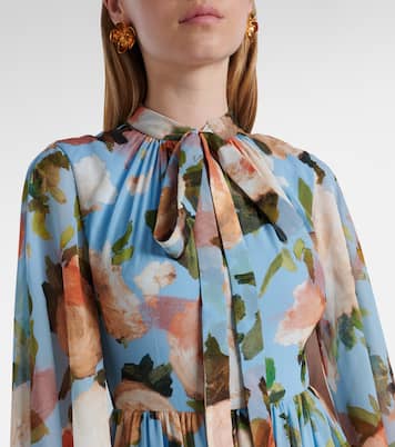 Robe longue en soie à fleurs | Erdem