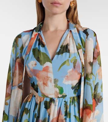 Robe longue en soie à fleurs | Erdem