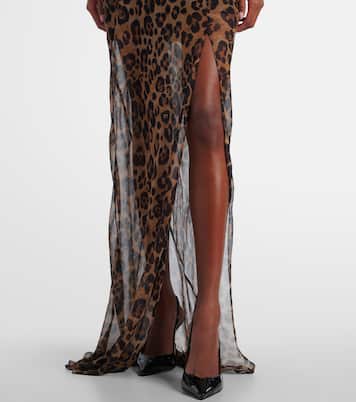 Robe longue en soie à motif léopard | Blumarine