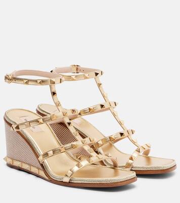 Rockstud 80 leather espadrille wedges | Valentino Garavani