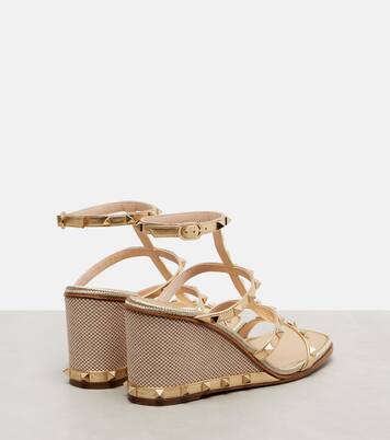 Rockstud 80 leather espadrille wedges | Valentino Garavani