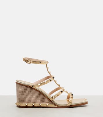 Rockstud 80 leather espadrille wedges | Valentino Garavani