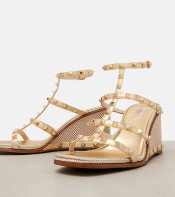 Rockstud 80 leather espadrille wedges | Valentino Garavani