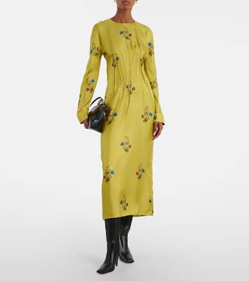 Abito midi in seta con stampa floreale | Marni