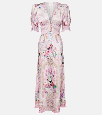 Lace-trimmed printed silk midi dress | Camilla