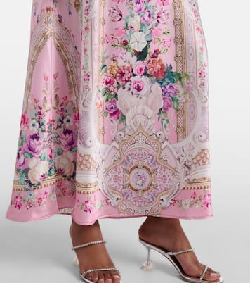 Lace-trimmed printed silk midi dress | Camilla