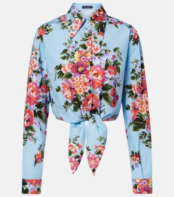 Floral cropped cotton shirt | Dolce&Gabbana