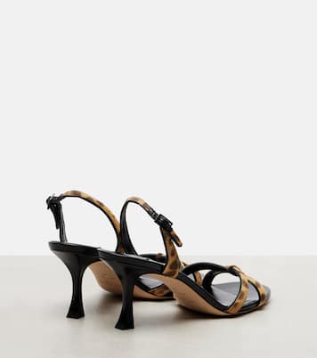 Elsy 70 calf hair-trimmed leather sandals | Jimmy Choo