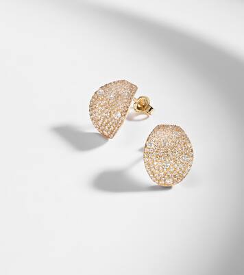 Keepsake 14kt gold huggie earrings with diamonds | Stone and Strand