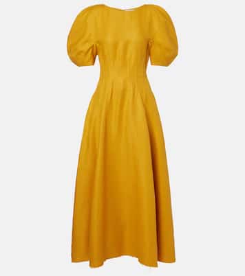 Ranya puff-sleeve linen twill maxi dress | Gabriela Hearst