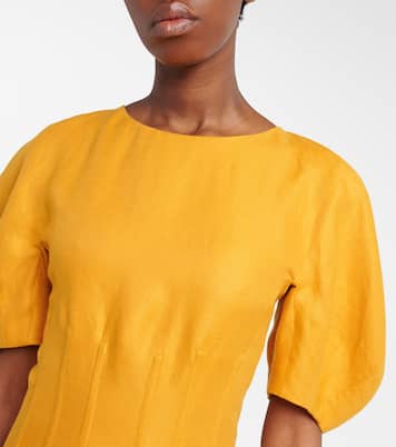 Ranya puff-sleeve linen twill maxi dress | Gabriela Hearst