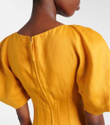 Ranya puff-sleeve linen twill maxi dress | Gabriela Hearst