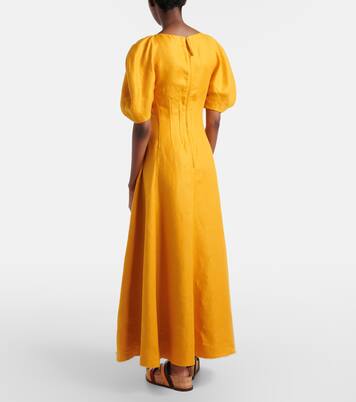 Ranya puff-sleeve linen twill maxi dress | Gabriela Hearst