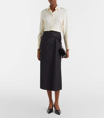 Paggi gathered cotton-blend midi skirt | Max Mara