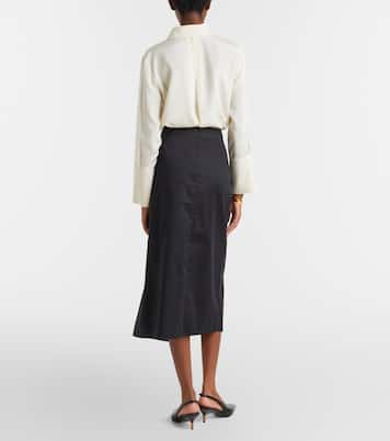 Paggi gathered cotton-blend midi skirt | Max Mara
