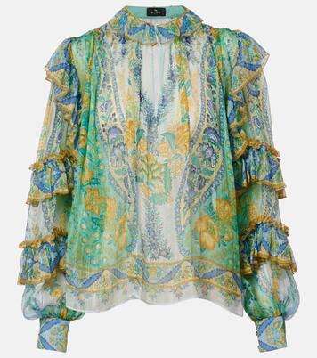 Floral ruffled silk blouse | Etro