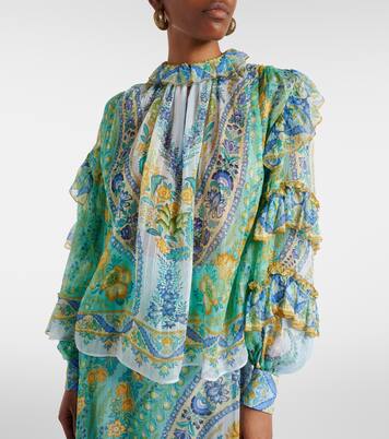 Floral ruffled silk blouse | Etro