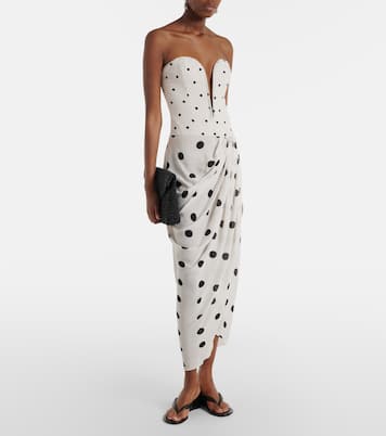 Draped polka-dot bustier dress | Adriana Degreas