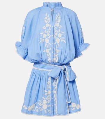 Abito corto in chambray di cotone con ricamo | Juliet Dunn