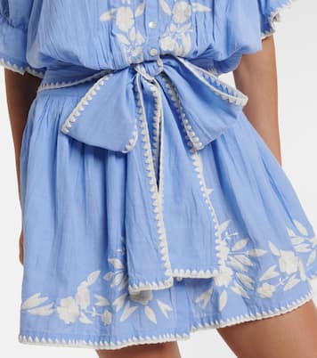 Abito corto in chambray di cotone con ricamo | Juliet Dunn