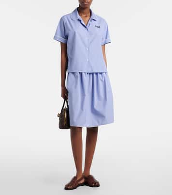 Gingham lace-trimmed cotton poplin shirt | Miu Miu