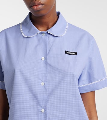 Gingham lace-trimmed cotton poplin shirt | Miu Miu