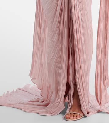 Draped pleated scarf-detail bustier gown | Marmar Halim