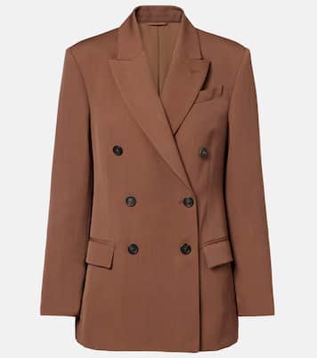 Double-breasted wool-blend blazer | Brunello Cucinelli