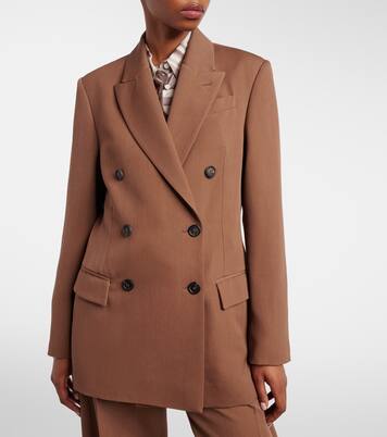 Double-breasted wool-blend blazer | Brunello Cucinelli